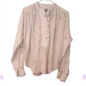 Mirth Jamdani Cream Button-Up Blouse Sz S